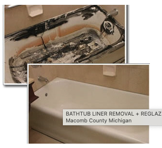 Bathtub liner removal and reglaze job completed in Macomb County, Michigan